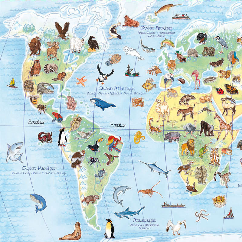 Djeco puslespill, verdens dyr puslespill - 100 brikker + bok