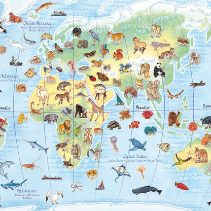 Djeco puslespill, verdens dyr puslespill - 100 brikker + bok