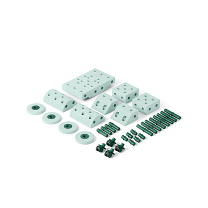 Modu byggeklosser i skum, Dreamer sett, 33 deler - Ocean mint/ Forest green