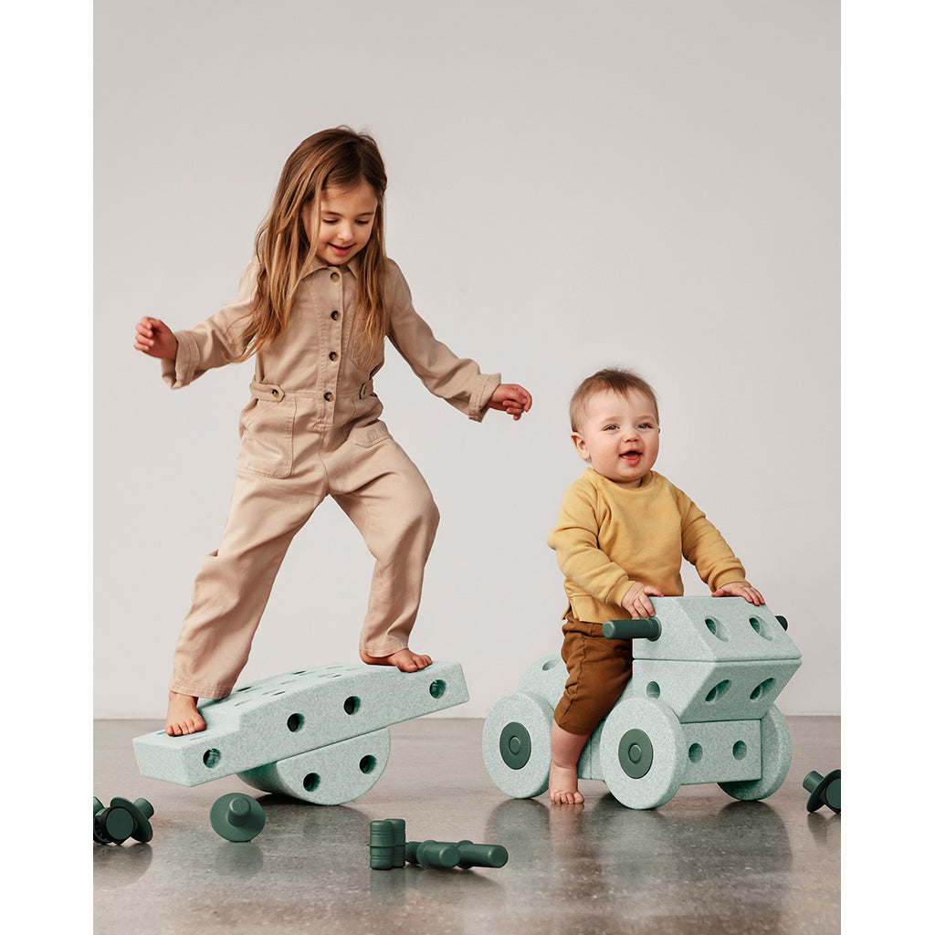 Modu byggeklosser i skum, Dreamer sett, 33 deler - Ocean mint/ Forest green