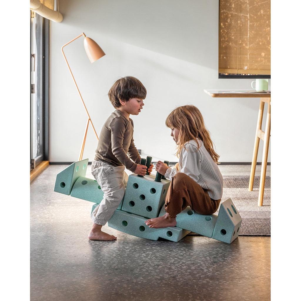 Modu byggeklosser i skum, Dreamer sett, 33 deler - Ocean mint/ Forest green