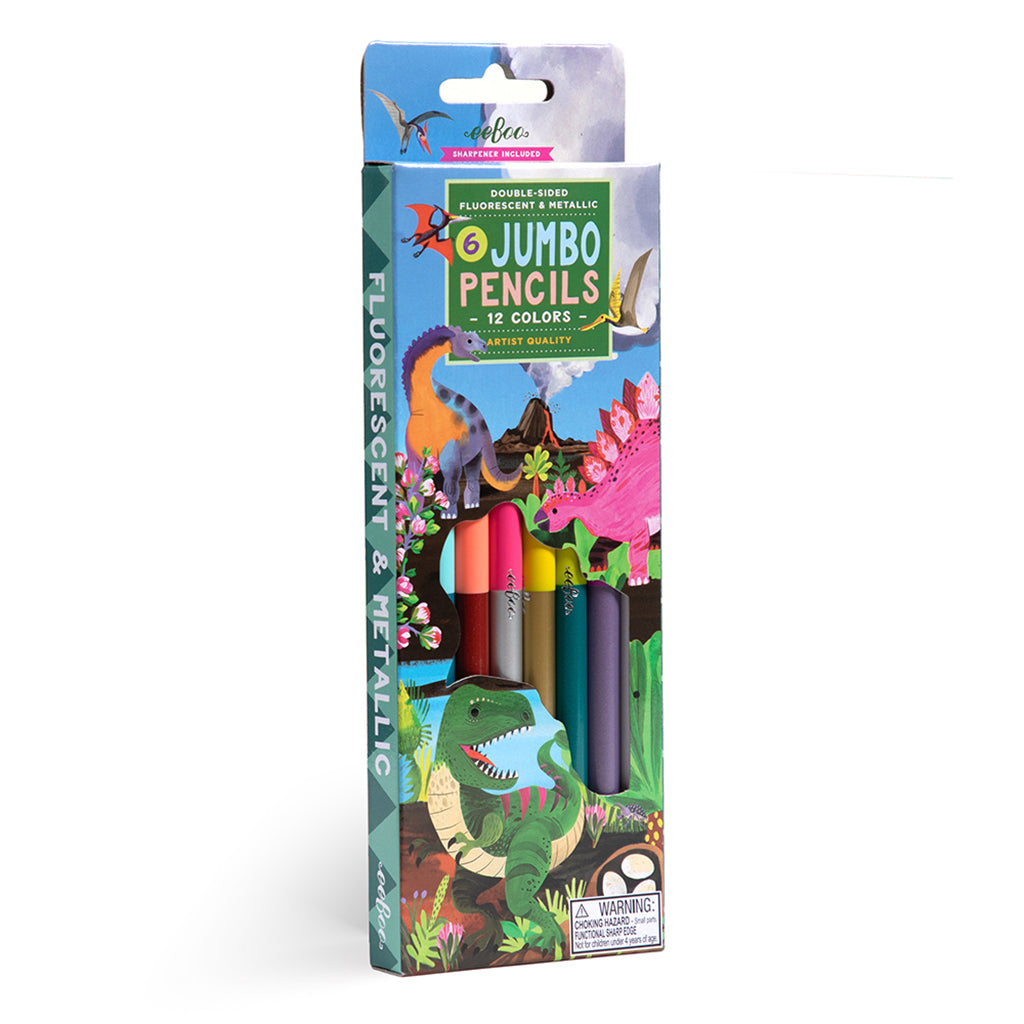 eeBoo 6 dobbelte farveblyanter jumbo, Dinosaur