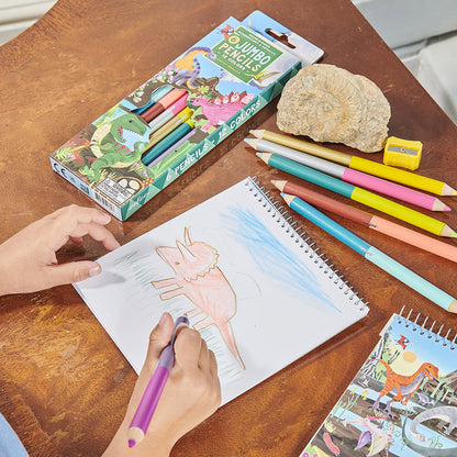 eeBoo 6 dobbelte fargeblyanter jumbo, Dinosaur