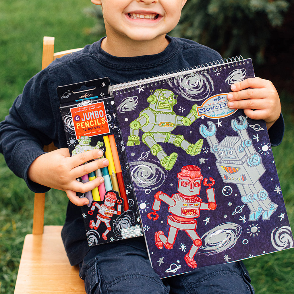 eeBoo 6 dobbelte fargeblyanter jumbo, Robot