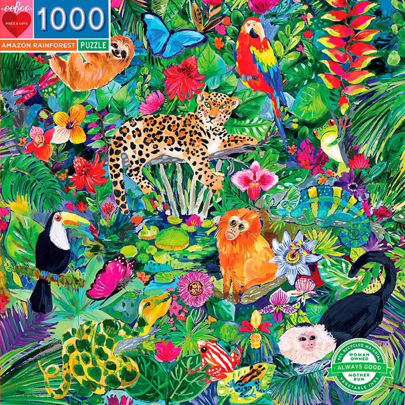 Eeboo puslespil med 1000 brikker, Amazonas regnskov motiv