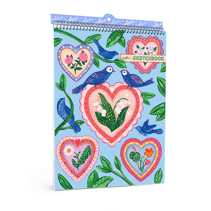Eeboo skitseblok i A4 format - Heart &amp; Birds