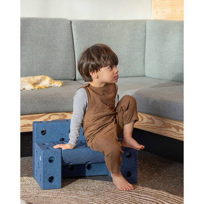 Modu byggeklosser i skum, Explorer sett, 19 deler - Deep blue/ Sky blue