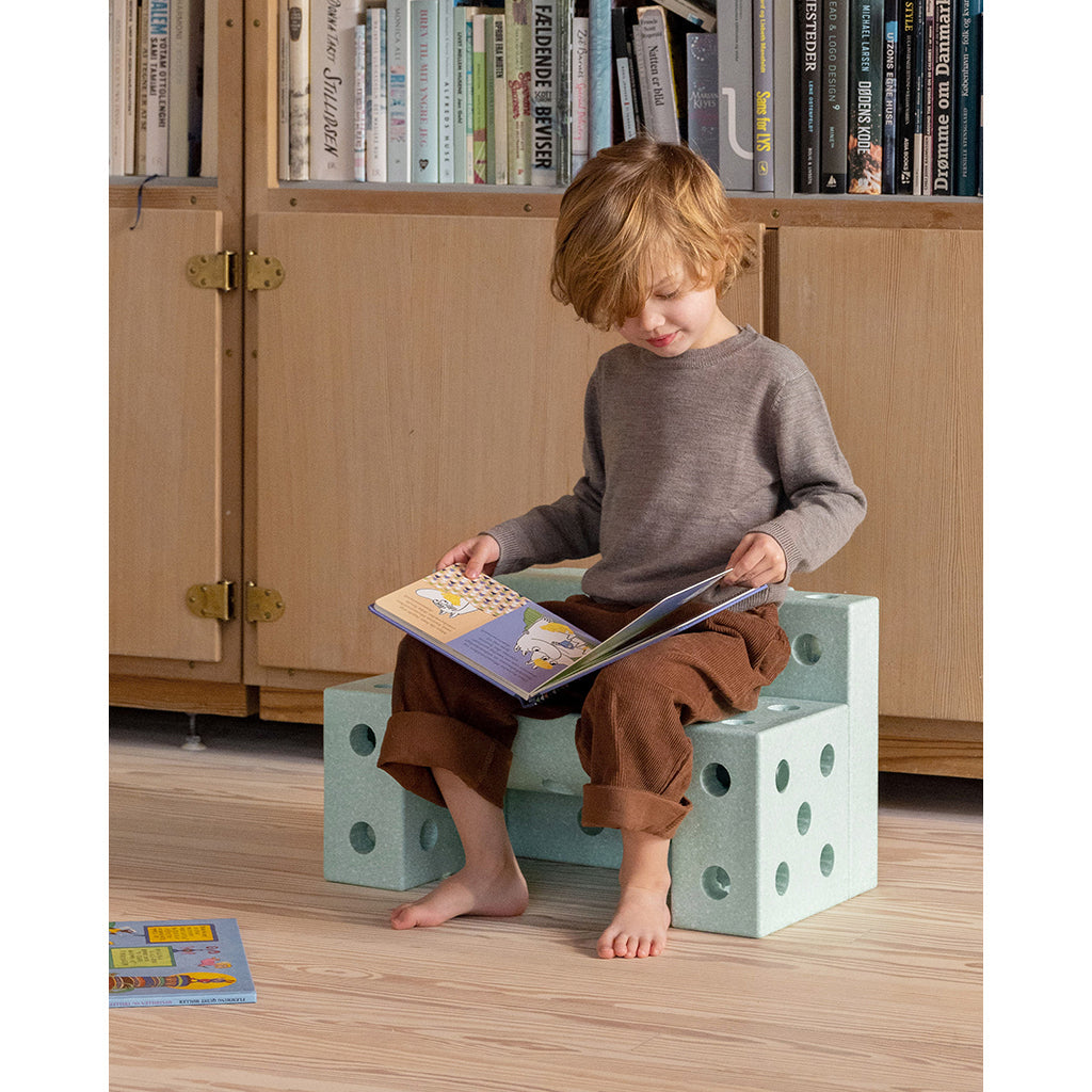 Modu byggeklosser i skum, Explorer sett, 19 deler - Ocean Mint/ Forest Green