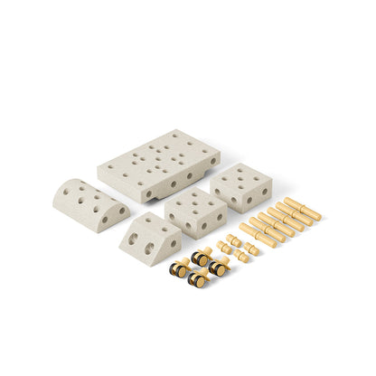 Modu byggesett i skum, Explorer-sett, 20 deler - Sand Grey / Honey Yellow
