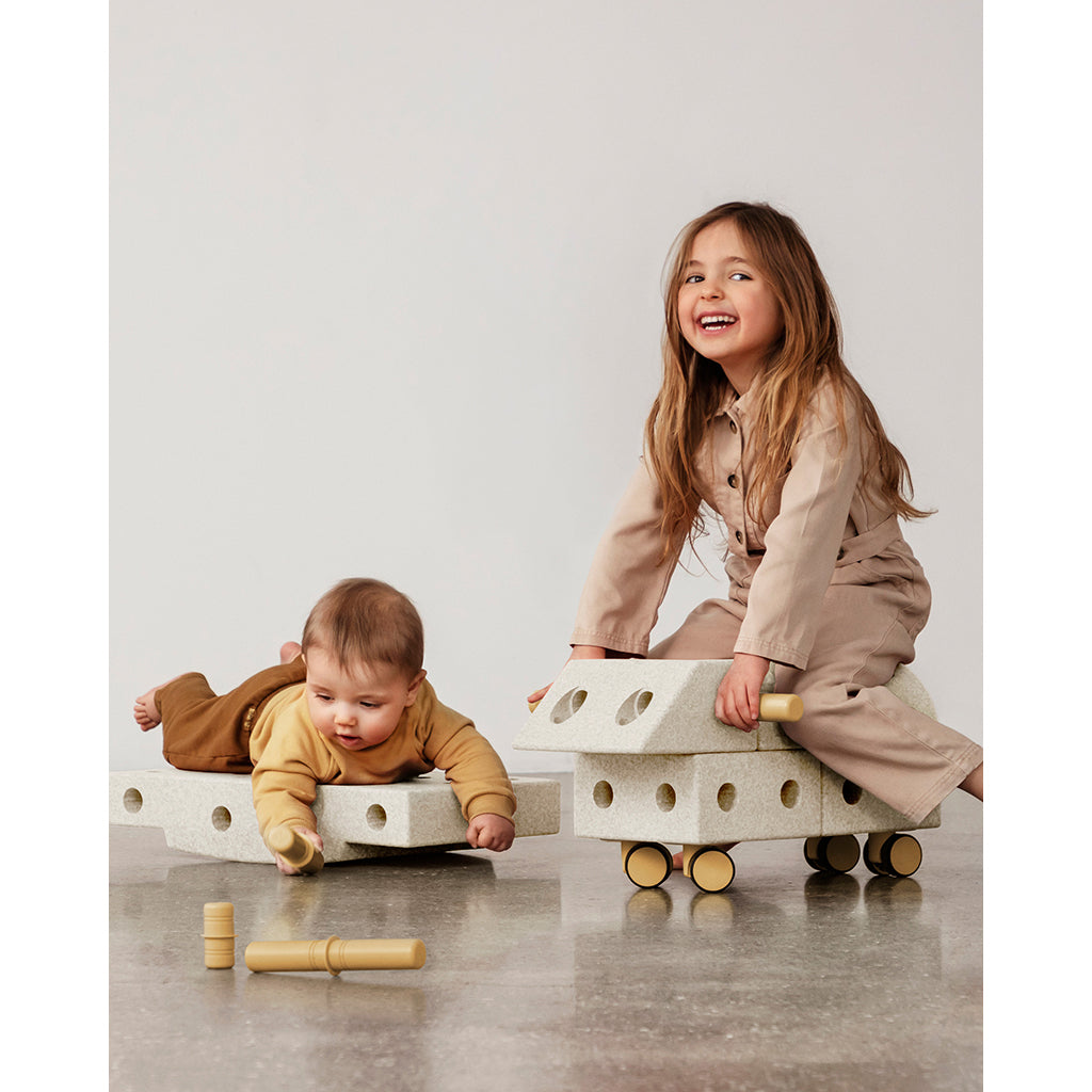 Modu byggesett i skum, Explorer-sett, 20 deler - Sand Grey / Honey Yellow