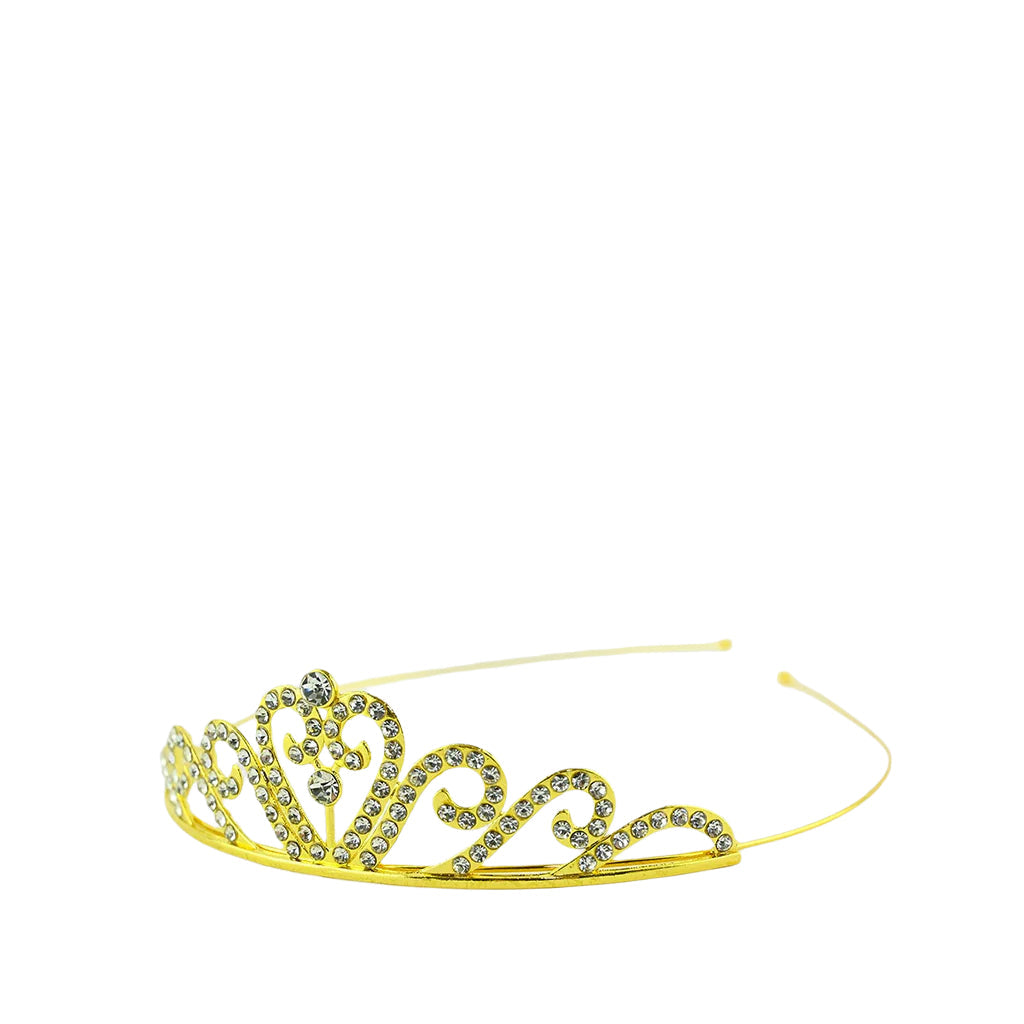 Den goda fen hårbøjle med diadem, Tiara golden rhinstones