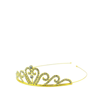Den goda fen hårbøjle med diadem, Tiara golden rhinstones