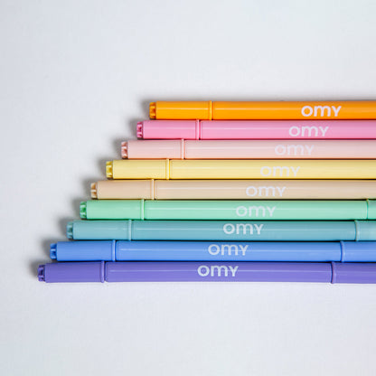 Omy filt-tusjer, 9 stk - Pastellfarger