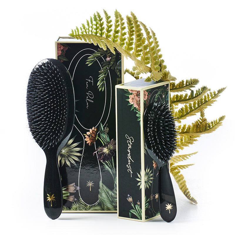 Fan Palm hårbørste, Stardust – Large black glitter