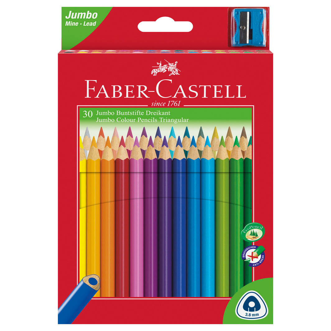 Faber-Castell, 30 stk trekantet Jumbo fargeblyanter