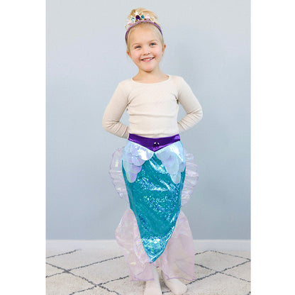 Great Pretenders Havfrue skørt og diadem i lilla/turkis, 4-6 år