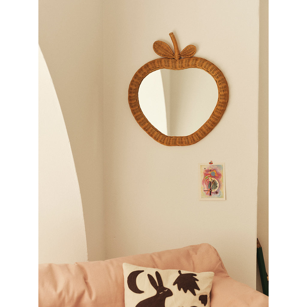 ferm Living, eplespeil med flettet ramme - Natural