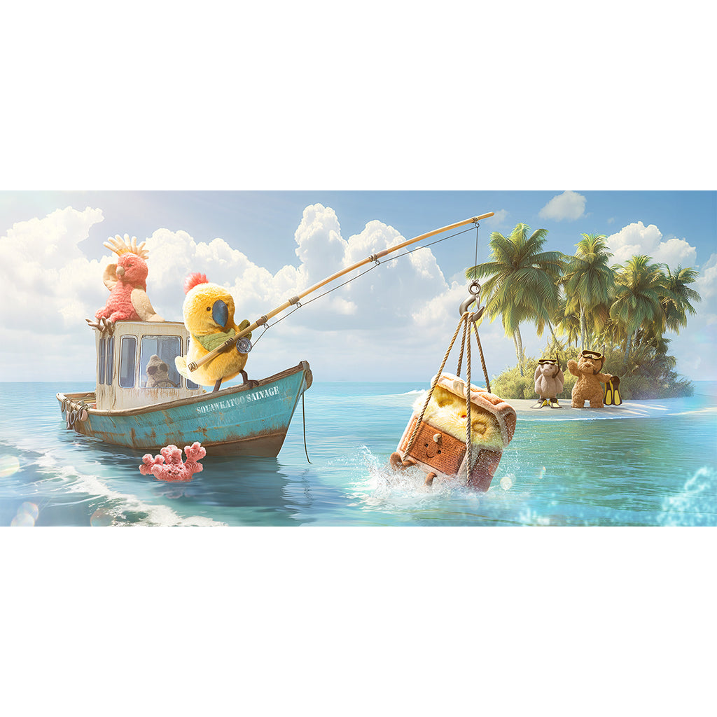 Jellycat bamse, Amuseables Treasure Chest, skattekiste - 19 cm