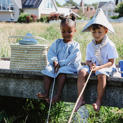 Bonton flettet kurv m. lokk og håndtak