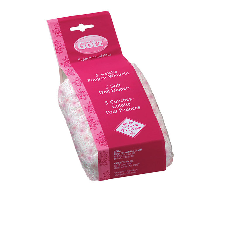 Götz tilbehør, bleier Happy Flower, til dukker i str 30 - 33 cm - 5 stk