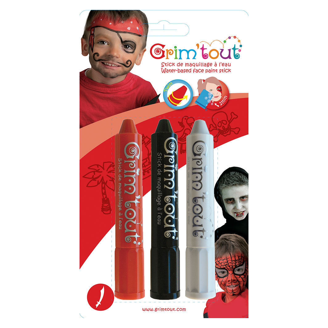 Grim Tout ansiktsmaling, parabenfri - 3 stk - Pirate