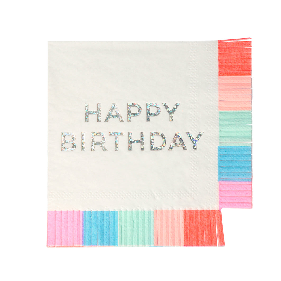 Meri Meri servietter str. S, Birthday fringe - 16 stk.