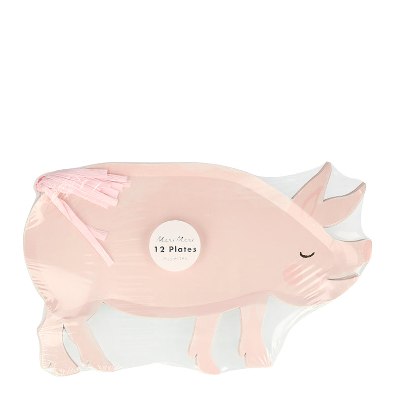 Meri Meri papptallerkener, The farm pig - 12 stk