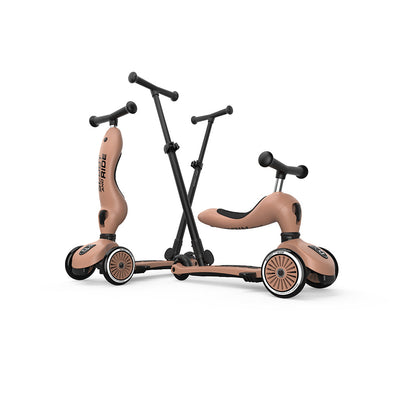 Scoot and Ride, Highway Kick 1, Push &amp; Go sparkesykkel med skyvestang - Mocha