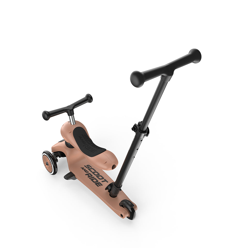 Scoot and Ride, Highway Kick 1, Push &amp; Go sparkesykkel med skyvestang - Mocha