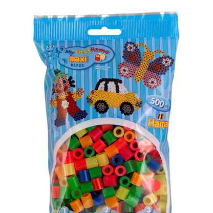 Hama Maxi perler i pose, neon, 500 stk