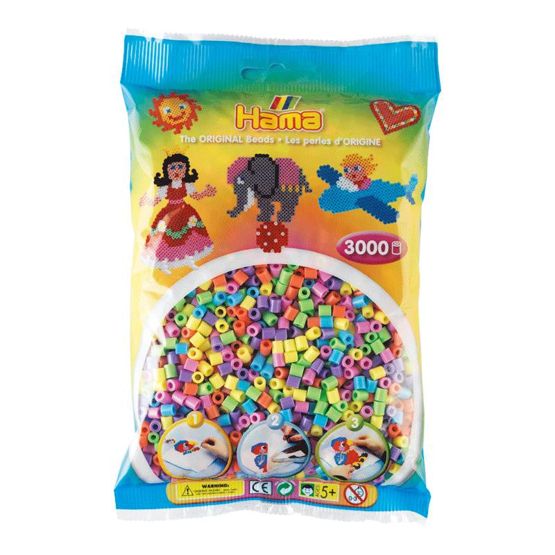 Hama Midi perler i pose, pastell - 3000 stk