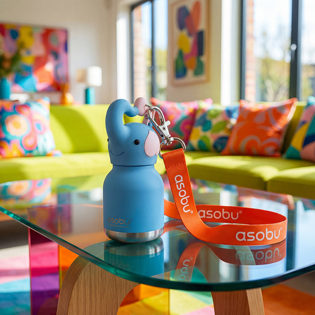 Asobu Bestie Mini termoflaske m. nøkkelring, 200 ml. - Elefant