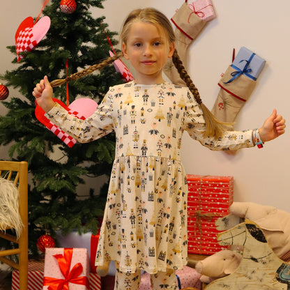 Liberté Ami, Alma Ls Babydoll Dress (Kids) - Nutcracker Creme