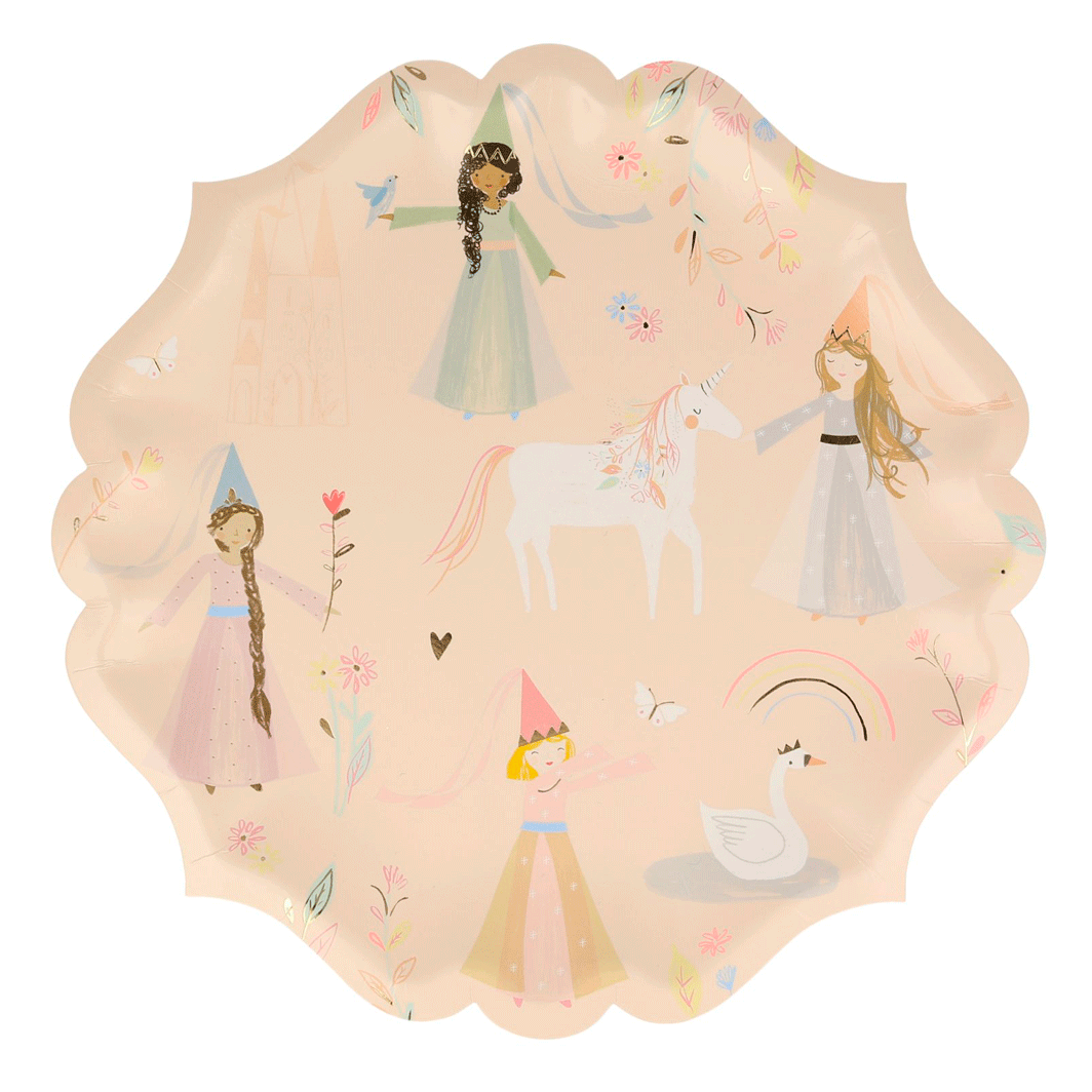 Meri Meri papptallerkener str. L, Magical princess - 8 stk.