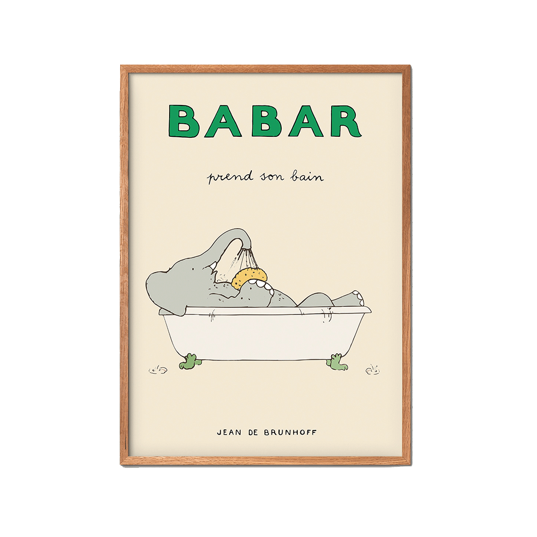 Badekar, Babar plakat – Jean de Brunhoff, flere størrelser