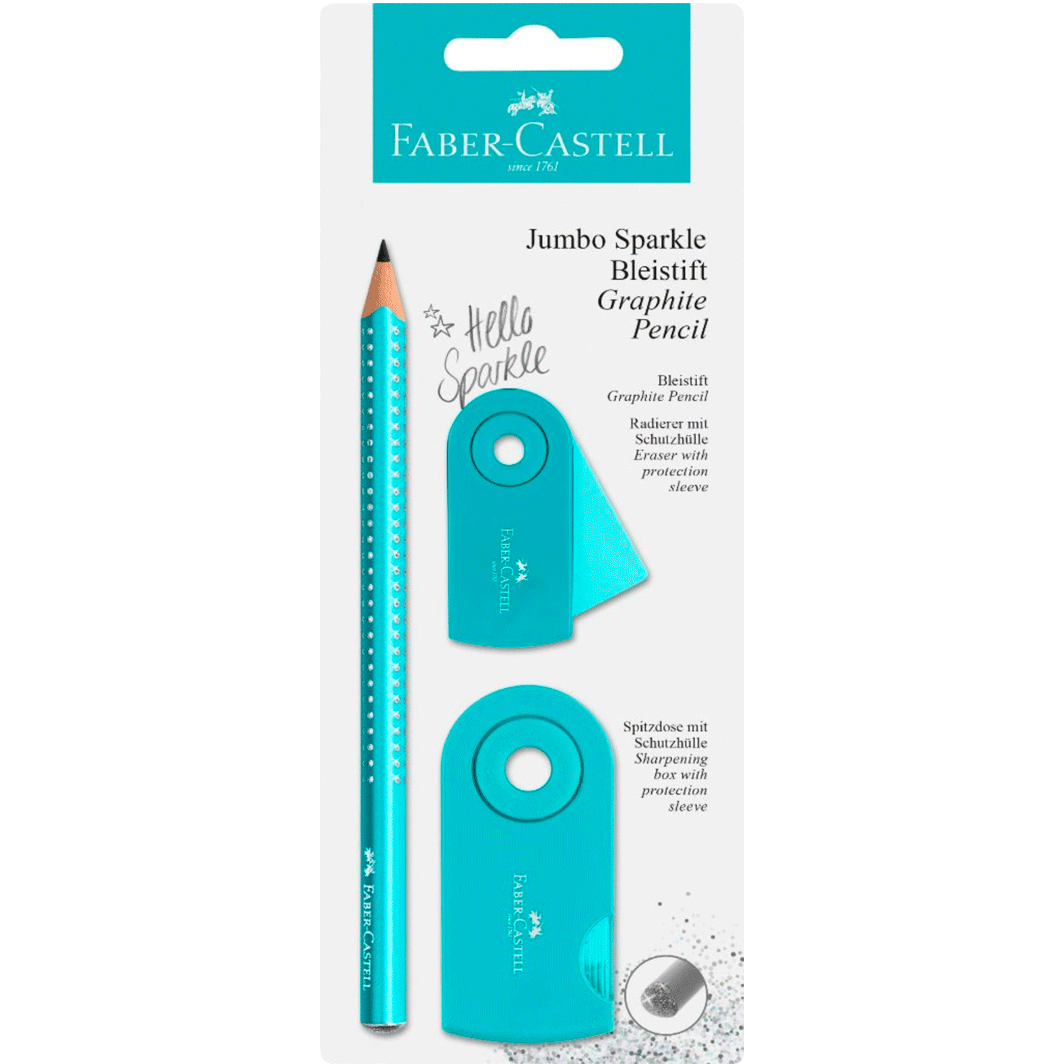 Faber-Castell 3-i-1 Jumbo Sparkle sett, Turkis glitter
