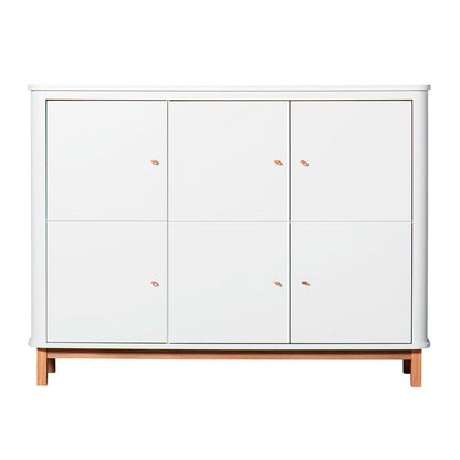 Oliver Furniture Wood multiskab med 3 døre i hvid og eg
