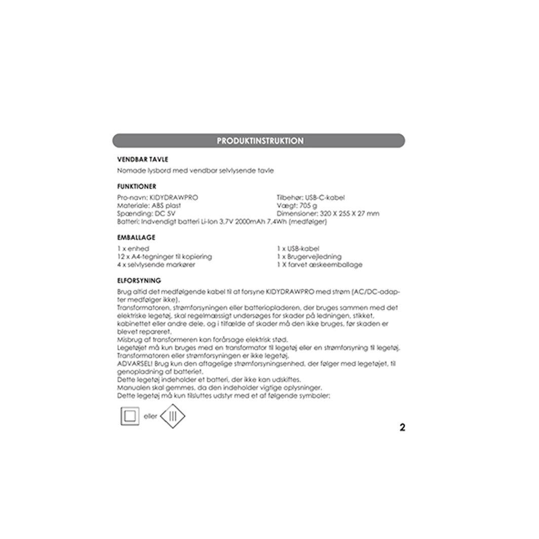 KidyDraw tegnetavle med lys