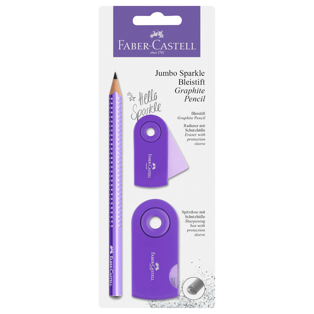 Faber-Castell 3-i-1 Jumbo Sparkle sett, Lilla glitter