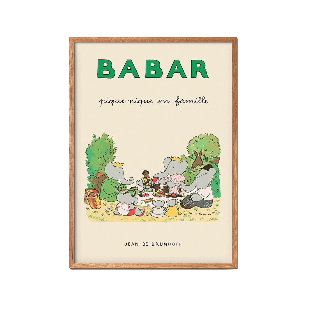 Piquenique En Famille, Babar plakat, Jean de Brunhoff - flere størrelser