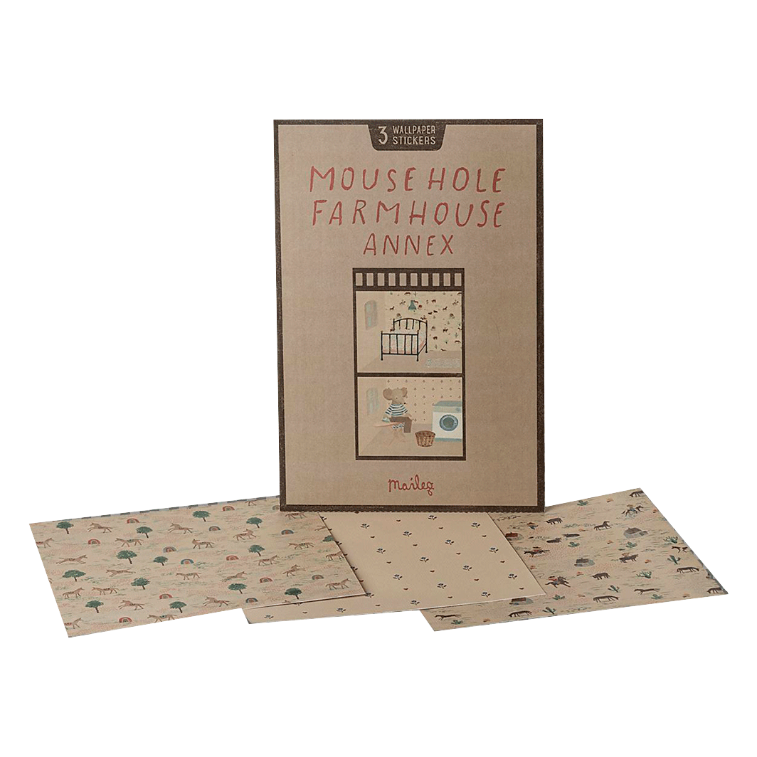 Maileg tilbehør til mus, Tapet-klistremerker til Mose hole farmhouse - Anneks 3 stk.