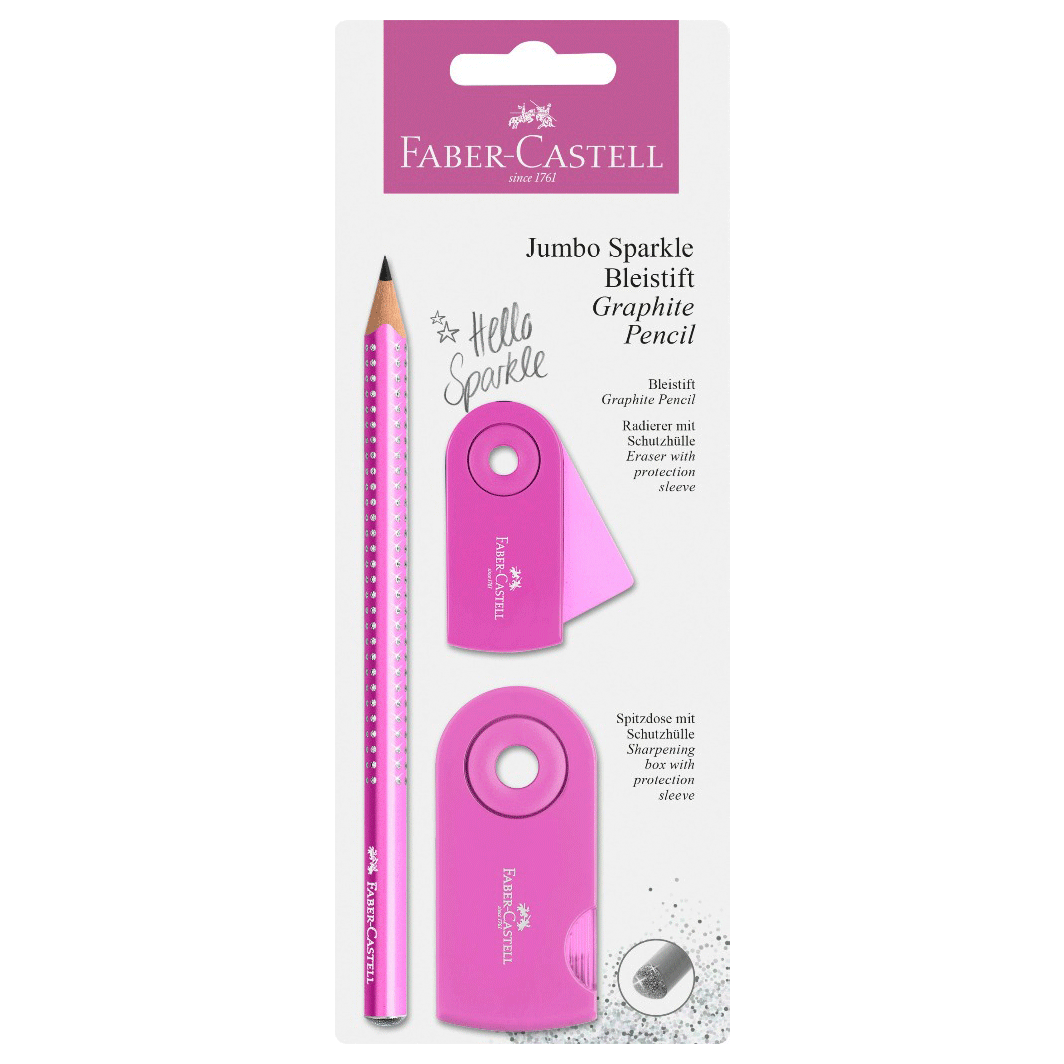 Faber-Castell 3-i-1 Jumbo Sparkle sett, Rosa glitter