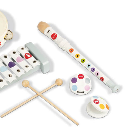 Janod musikinstrumenter, sæt m 5 dele - confetti