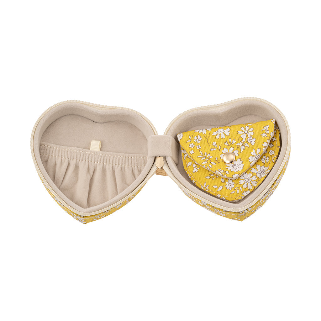 Bon Dep smykkeskrin med Liberty print, hjerte - Capel yellow