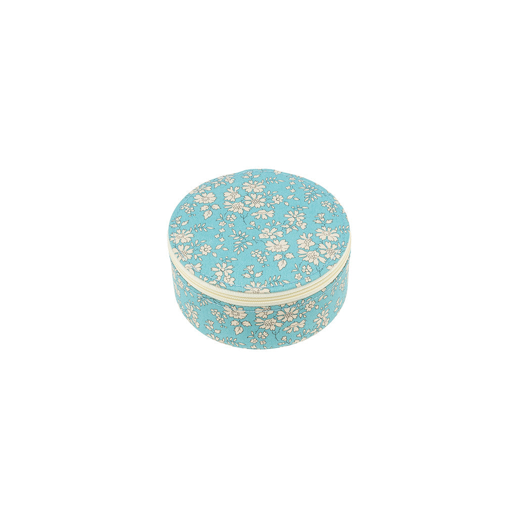 Bon Dep smykkeskrin med Liberty print, rund - Capel soft teal