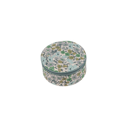 Bon Dep smykkeskrin med Liberty-print, rund - Poppy og Daisy Teal