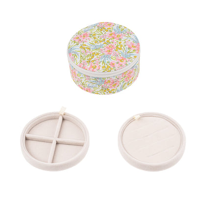 Bon Dep smykkeskrin med Liberty-print, rund - Swirling Petals Pink