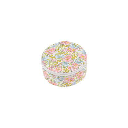 Bon Dep smykkeskrin med Liberty-print, rund - Swirling Petals Pink