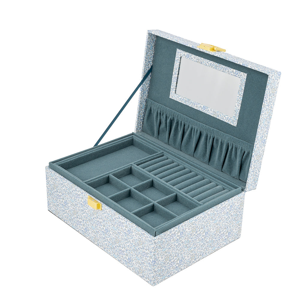 Bon Dep smykkeskrin med Liberty-print, kvadratisk - Katie and Millie Light Blue