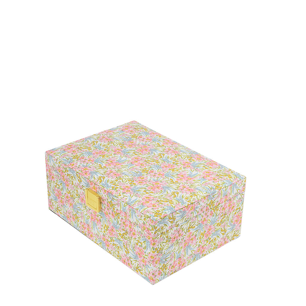 Bon Dep smykkeskrin med Liberty print, Kvadratisk - Swirling Petals pink
